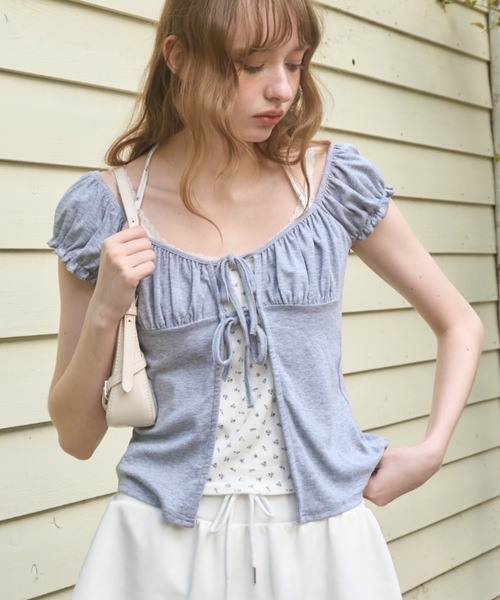 Birthday room(バースデイルーム)の「レイヤードパフスリトップス/Layered puff sleeve top(Tシャツ/カットソー・レディース・イエロー/グレー・FREE)」の17枚目の写真