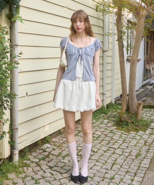 Birthday room(バースデイルーム)の「レイヤードパフスリトップス/Layered puff sleeve top(Tシャツ/カットソー・レディース・イエロー/グレー・FREE)」の9枚目の写真