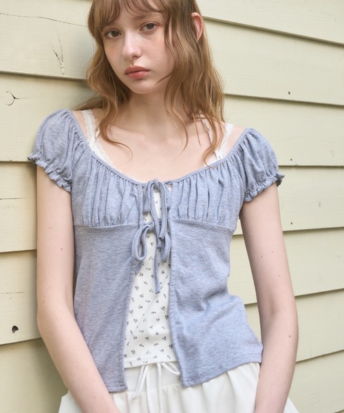 Birthday room(バースデイルーム)の「レイヤードパフスリトップス/Layered puff sleeve top(Tシャツ/カットソー・レディース・イエロー/グレー・FREE)」の6枚目の写真
