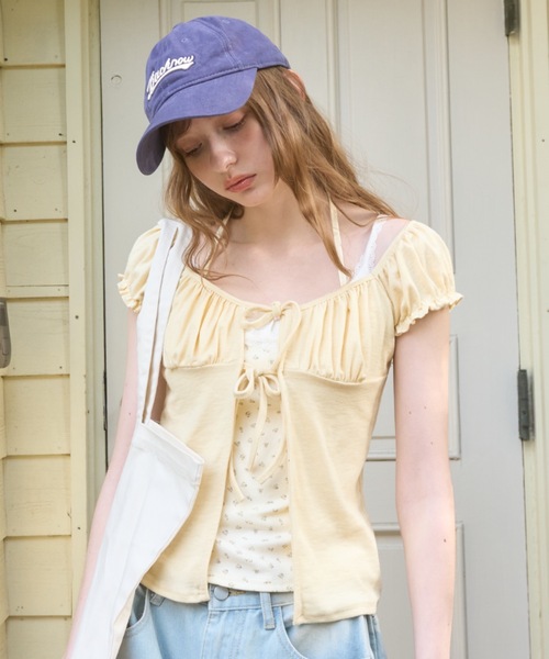 Birthday room(バースデイルーム)の「レイヤードパフスリトップス/Layered puff sleeve top(Tシャツ/カットソー・レディース・イエロー/グレー・FREE)」の4枚目の写真
