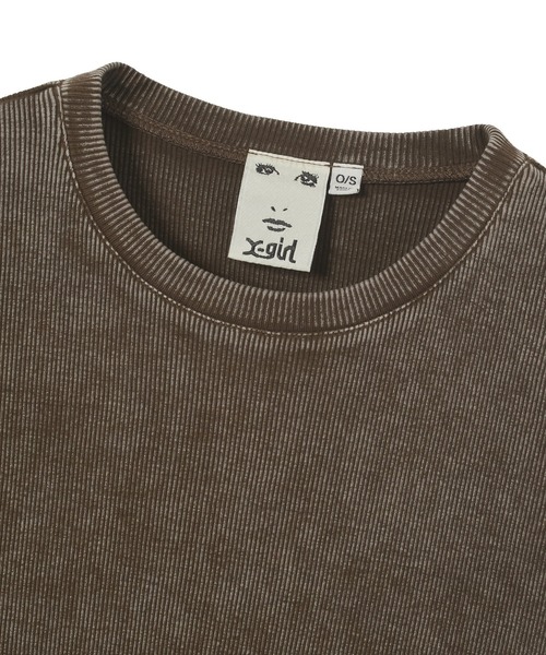 X-girl（エックスガール）の「FADED LACED UP SLEEVE S/S COMPACT TOP（Tシャツ/カットソー・レディース・ブラウン/オリーブ・ONE SIZE）」の13枚目の写真