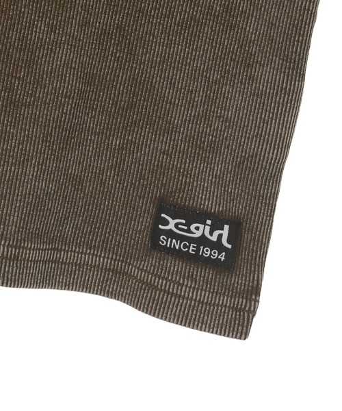 X-girl（エックスガール）の「FADED LACED UP SLEEVE S/S COMPACT TOP（Tシャツ/カットソー・レディース・ブラウン/オリーブ・ONE SIZE）」の15枚目の写真