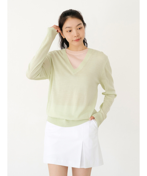 NITINA(ニティナ)の「レイヤードラウンドニットL/GR(ニット/セーター・レディース・ライトグリーン・F)」の2枚目の写真