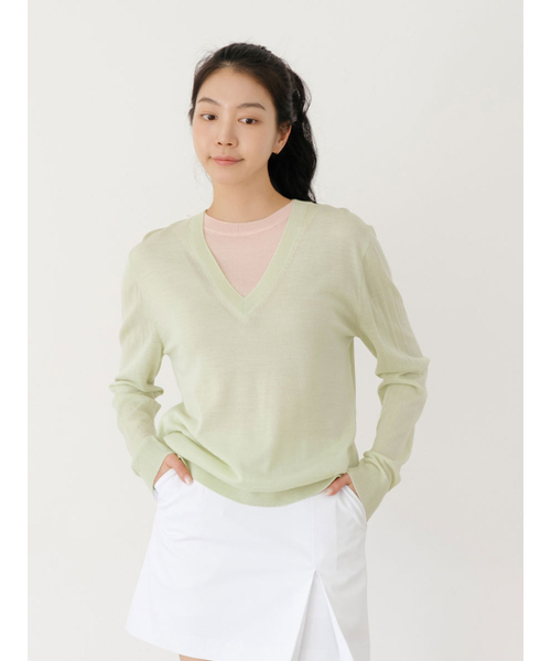 NITINA(ニティナ)の「レイヤードラウンドニットL/GR(ニット/セーター・レディース・ライトグリーン・F)」の3枚目の写真