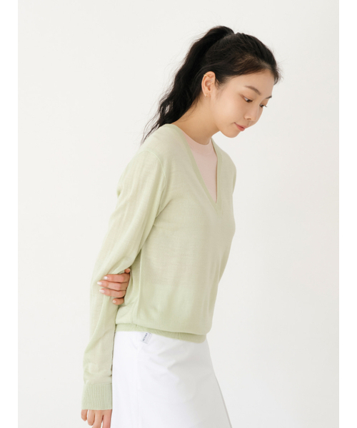 NITINA(ニティナ)の「レイヤードラウンドニットL/GR(ニット/セーター・レディース・ライトグリーン・F)」の4枚目の写真