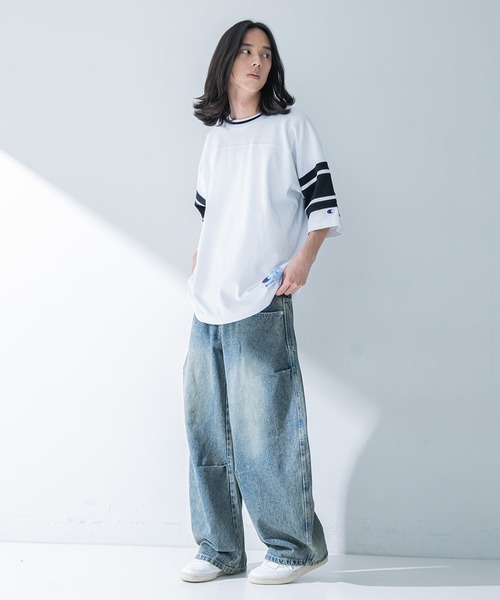 Champion(チャンピオン)の「【Champion】フットボールTシャツ(Tシャツ/カットソー・メンズ・ブラック/オフホワイト・L/M/XL)」の4枚目の写真