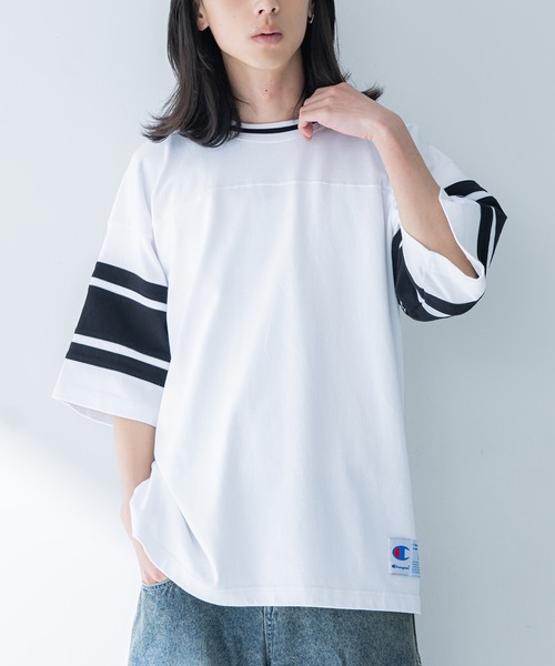 Champion(チャンピオン)の「【Champion】フットボールTシャツ(Tシャツ/カットソー・メンズ・ブラック/オフホワイト・L/M/XL)」の5枚目の写真