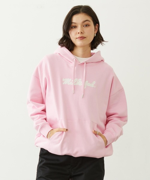 MILKFED.(ミルクフェド)の「ICING LOGO SWEAT HOODIE(パーカー・レディース・ピンク/チャコール/オフホワイト・M/L)」の3枚目の写真