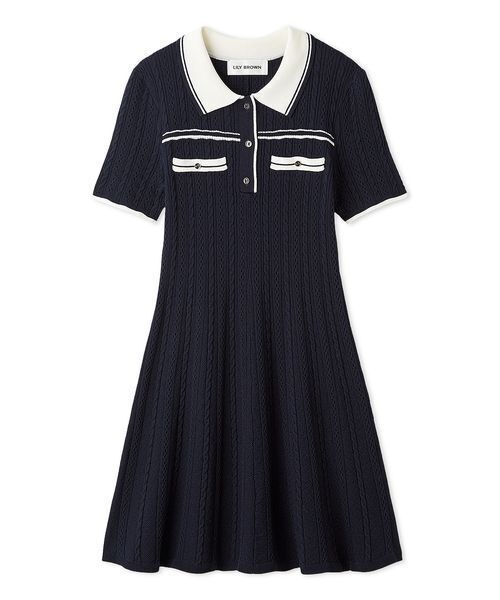 LILY BROWN(リリーブラウン)の「ポロニットミニワンピース(ワンピース・レディース・アイボリー/ピンク/ネイビー・F)」の2枚目の写真