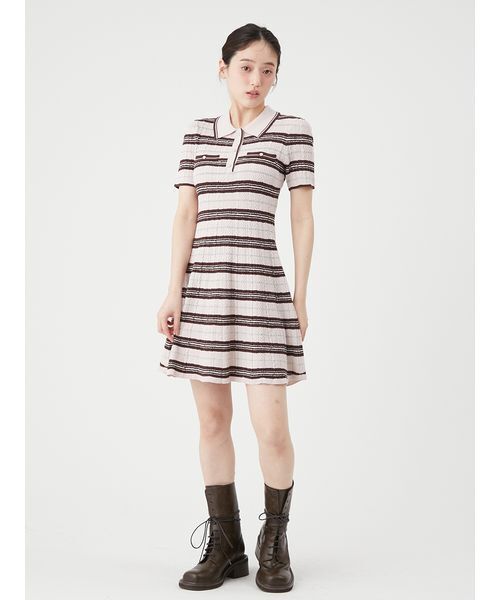 LILY BROWN(リリーブラウン)の「ポロニットミニワンピース(ワンピース・レディース・アイボリー/ピンク/ネイビー・F)」の5枚目の写真
