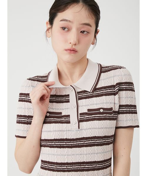 LILY BROWN(リリーブラウン)の「ポロニットミニワンピース(ワンピース・レディース・アイボリー/ピンク/ネイビー・F)」の8枚目の写真