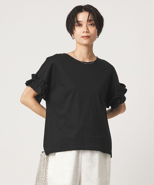 green label relaxing(グリーンレーベルリラクシング)の「ソデフリル Tシャツ 汗染み防止(Tシャツ/カットソー・レディース・ブラック/オフホワイト/ダークブラウン/ライトグレー・FREE)」の20枚目の写真