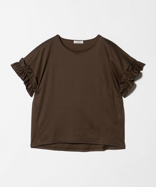 green label relaxing(グリーンレーベルリラクシング)の「ソデフリル Tシャツ 汗染み防止(Tシャツ/カットソー・レディース・ブラック/オフホワイト/ダークブラウン/ライトグレー・FREE)」の9枚目の写真