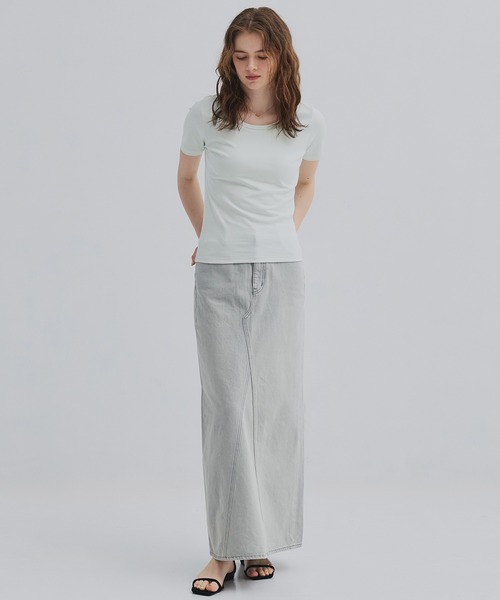 PUBLIC TOKYO(パブリックトウキョウ)の「最高級コットン|着心地◎|細見え|コンパクトTシャツ【2026新作】極 スクープネックTEE(Tシャツ/カットソー・レディース・ホワイト/ミント/ネイビー・1/2/3)」の10枚目の写真