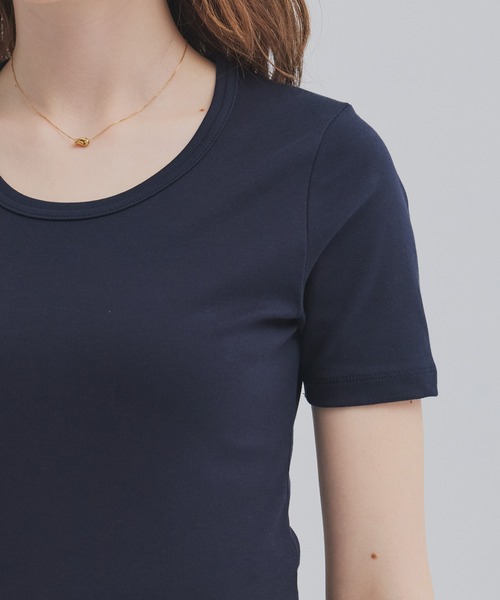 PUBLIC TOKYO(パブリックトウキョウ)の「最高級コットン|着心地◎|細見え|コンパクトTシャツ【2026新作】極 スクープネックTEE(Tシャツ/カットソー・レディース・ホワイト/ミント/ネイビー・1/2/3)」の17枚目の写真