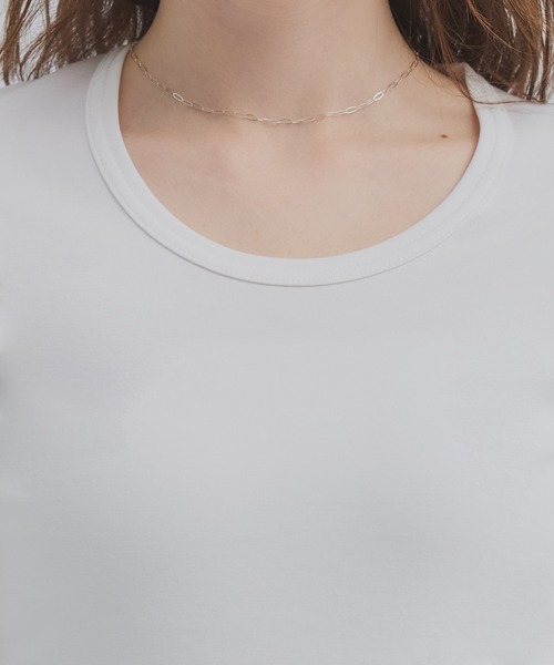 PUBLIC TOKYO(パブリックトウキョウ)の「最高級コットン|着心地◎|細見え|コンパクトTシャツ【2026新作】極 スクープネックTEE(Tシャツ/カットソー・レディース・ホワイト/ミント/ネイビー・1/2/3)」の20枚目の写真