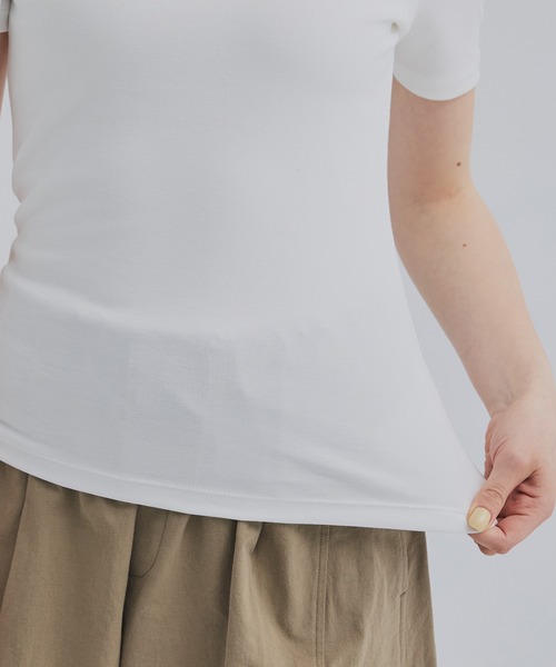 PUBLIC TOKYO(パブリックトウキョウ)の「最高級コットン|着心地◎|細見え|コンパクトTシャツ【2026新作】極 スクープネックTEE(Tシャツ/カットソー・レディース・ホワイト/ミント/ネイビー・1/2/3)」の22枚目の写真