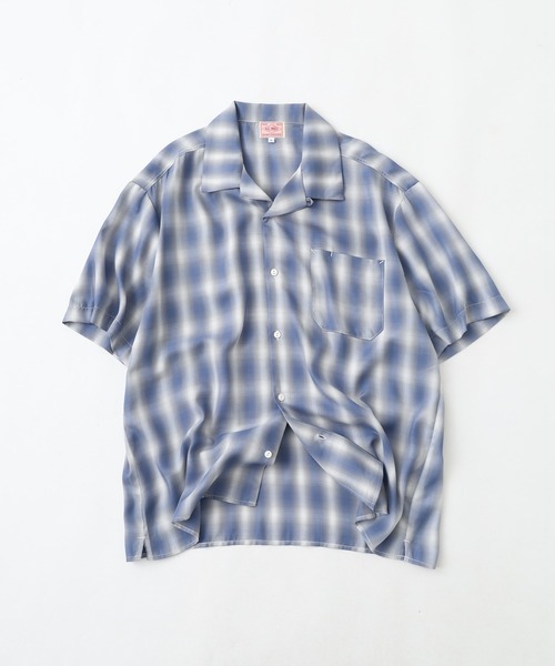 BIG MIKE(ビッグマイク)の「BIG MIKE SS SHIRT レーヨン混オンブレオープンカラー半袖シャツ(シャツ/ブラウス・メンズ・グレー/グレー×ピンク/グリーン/ブルー/ブルー系/ミント・L/XL/M)」の6枚目の写真