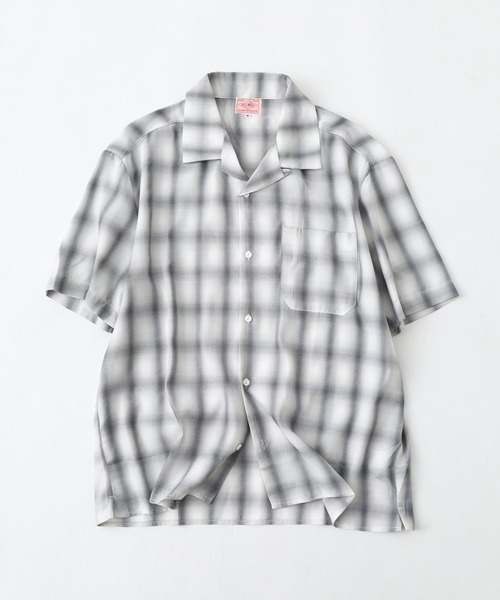 BIG MIKE SS SHIRT レーヨン混オンブレオープンカラー半袖シャツ