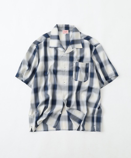 BIG MIKE SS SHIRT レーヨン混オンブレオープンカラー半袖シャツ