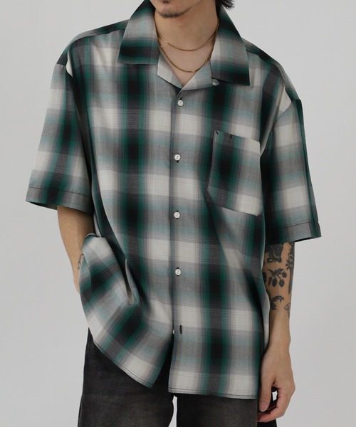 BIG MIKE(ビッグマイク)の「BIG MIKE SS SHIRT レーヨン混オンブレオープンカラー半袖シャツ(シャツ/ブラウス・メンズ・グレー/グレー×ピンク/グリーン/ブルー/ブルー系/ミント・L/XL/M)」の17枚目の写真