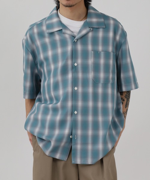 BIG MIKE(ビッグマイク)の「BIG MIKE SS SHIRT レーヨン混オンブレオープンカラー半袖シャツ(シャツ/ブラウス・メンズ・グレー/グレー×ピンク/グリーン/ブルー/ブルー系/ミント・L/XL/M)」の7枚目の写真