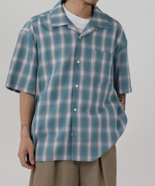 BIG MIKE(ビッグマイク)の「BIG MIKE SS SHIRT レーヨン混オンブレオープンカラー半袖シャツ(シャツ/ブラウス・メンズ・グレー/グレー×ピンク/グリーン/ブルー/ブルー系/ミント・L/XL/M)」の8枚目の写真