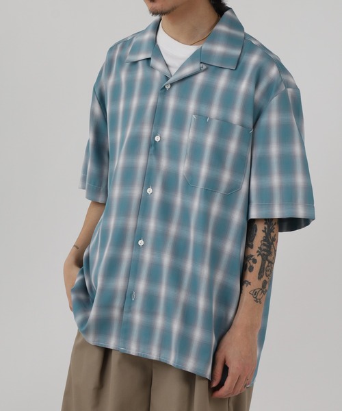 BIG MIKE(ビッグマイク)の「BIG MIKE SS SHIRT レーヨン混オンブレオープンカラー半袖シャツ(シャツ/ブラウス・メンズ・グレー/グレー×ピンク/グリーン/ブルー/ブルー系/ミント・L/XL/M)」の10枚目の写真