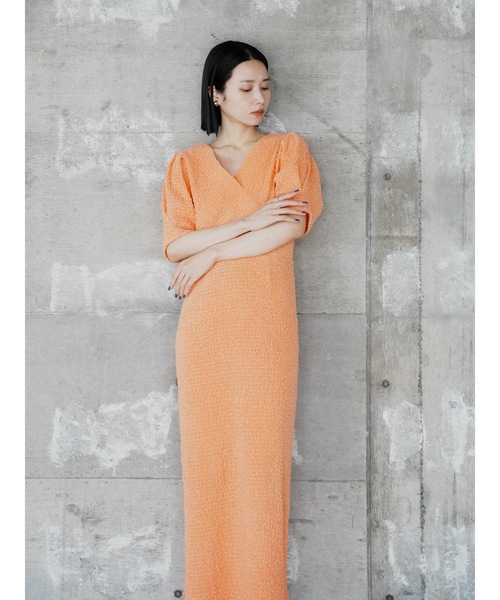 Katrin TOKYO(カトリーントーキョー)の「v-neck maxi onepiece(ワンピース・レディース・ブラック系その他/オレンジ系/ブラック/チェック・S-Short/M/S/XS)」の3枚目の写真