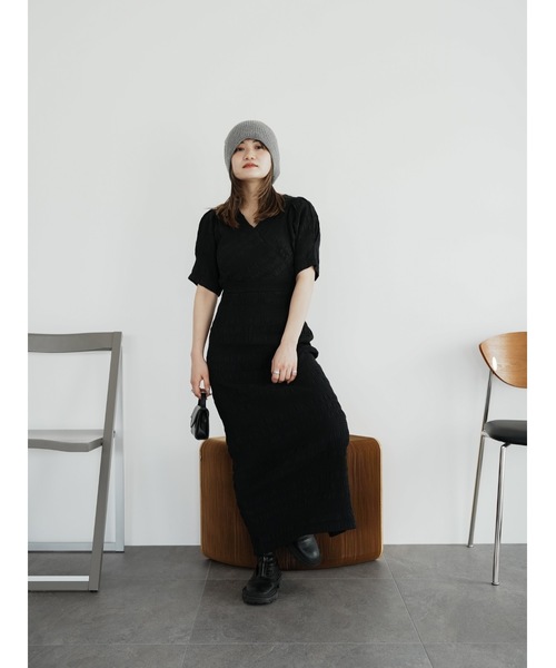 Katrin TOKYO(カトリーントーキョー)の「v-neck maxi onepiece(ワンピース・レディース・ブラック系その他/オレンジ系/ブラック/チェック・S-Short/M/S/XS)」の14枚目の写真