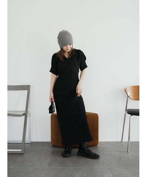 Katrin TOKYO(カトリーントーキョー)の「v-neck maxi onepiece(ワンピース・レディース・ブラック系その他/オレンジ系/ブラック/チェック・S-Short/M/S/XS)」の17枚目の写真