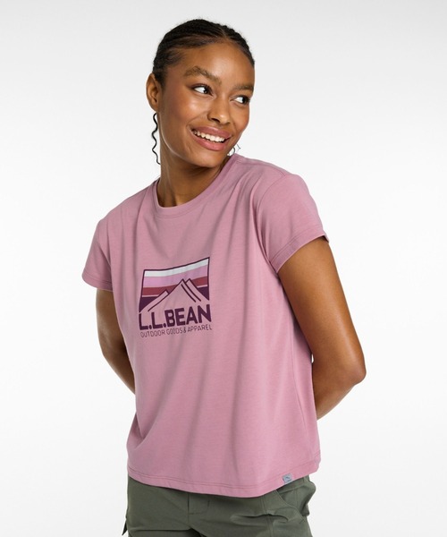 L.L.Bean（エルエルビーン）の「マウンテンサイド・クルーネック・ティ、半袖　グラフィック 米国フィット・レギュラー（Tシャツ/カットソー・レディース・ホワイト系/ヘザーグレー/スモークピンク・LARGE/MEDIUM/SMALL）」の4枚目の写真