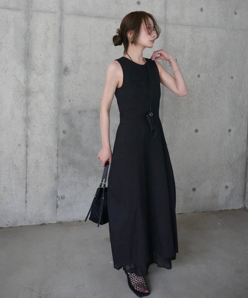 LAULEN（ローレン）の「lip case necklace set cotton sleeveless dress /リップケースネックレスセットコットンノースリーブワンピース（ワンピース・レディース・ホワイト/ブラック・FREE）」の14枚目の写真