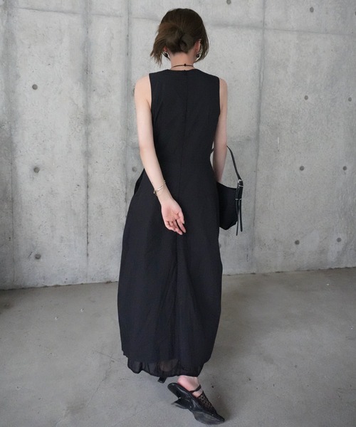 LAULEN（ローレン）の「lip case necklace set cotton sleeveless dress /リップケースネックレスセットコットンノースリーブワンピース（ワンピース・レディース・ホワイト/ブラック・FREE）」の15枚目の写真
