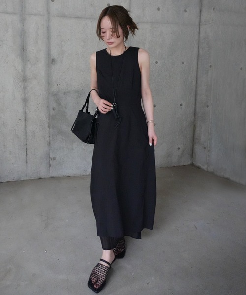 LAULEN（ローレン）の「lip case necklace set cotton sleeveless dress /リップケースネックレスセットコットンノースリーブワンピース（ワンピース・レディース・ホワイト/ブラック・FREE）」の16枚目の写真