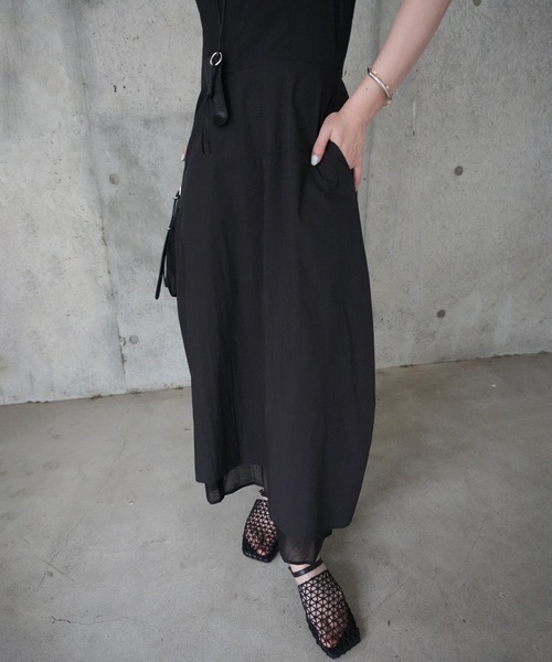 LAULEN（ローレン）の「lip case necklace set cotton sleeveless dress /リップケースネックレスセットコットンノースリーブワンピース（ワンピース・レディース・ホワイト/ブラック・FREE）」の5枚目の写真