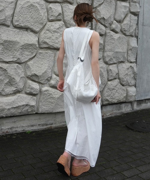 LAULEN（ローレン）の「lip case necklace set cotton sleeveless dress /リップケースネックレスセットコットンノースリーブワンピース（ワンピース・レディース・ホワイト/ブラック・FREE）」の8枚目の写真