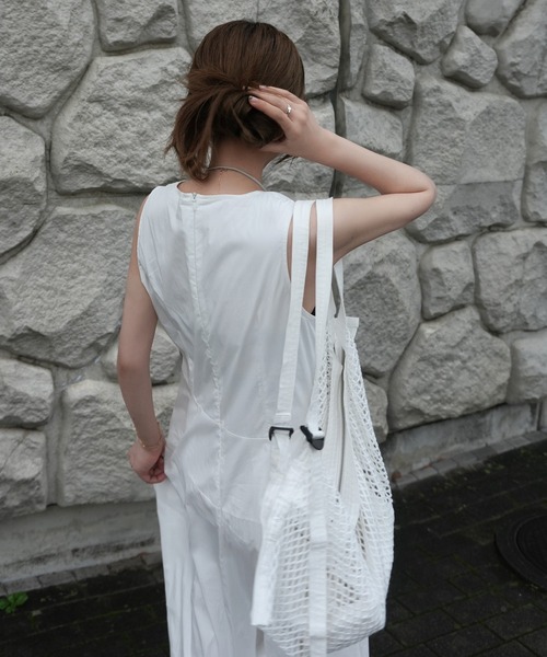 LAULEN（ローレン）の「lip case necklace set cotton sleeveless dress /リップケースネックレスセットコットンノースリーブワンピース（ワンピース・レディース・ホワイト/ブラック・FREE）」の10枚目の写真