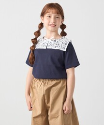 SHIPS any | SHIPS any: レース カラー リボン 半袖 Tシャツ<KIDS>(Tシャツ/カットソー)