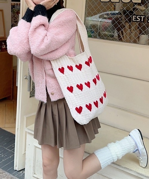 Miniministore(ミニミニストア)の「ニットバッグ 大容量トートバッグ肩掛け鞄(トートバッグ・レディース・ベージュ/ブラック/オフホワイト・FREE)」の16枚目の写真