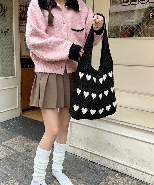 Miniministore(ミニミニストア)の「ニットバッグ 大容量トートバッグ肩掛け鞄(トートバッグ・レディース・ベージュ/ブラック/オフホワイト・FREE)」の17枚目の写真