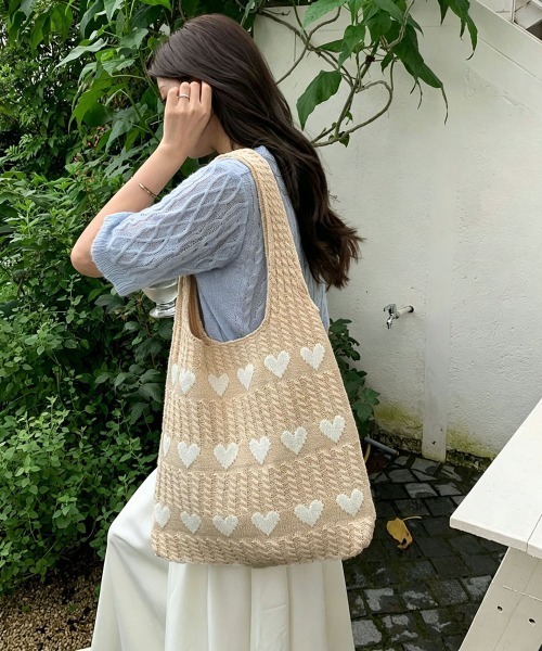Miniministore(ミニミニストア)の「ニットバッグ 大容量トートバッグ肩掛け鞄(トートバッグ・レディース・ベージュ/ブラック/オフホワイト・FREE)」の21枚目の写真
