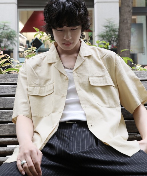 NAKER（ネイカー）の「オープンカラーテックリネン半袖シャツ（シャツ/ブラウス・メンズ・ベージュ/グリーン・S/M/L/XL）」の19枚目の写真
