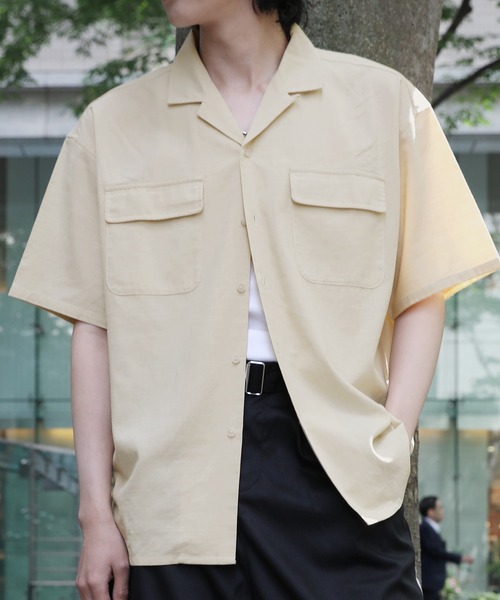 NAKER（ネイカー）の「オープンカラーテックリネン半袖シャツ（シャツ/ブラウス・メンズ・ベージュ/グリーン・S/M/L/XL）」の18枚目の写真