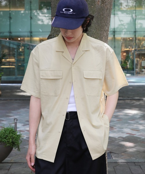 NAKER（ネイカー）の「オープンカラーテックリネン半袖シャツ（シャツ/ブラウス・メンズ・ベージュ/グリーン・S/M/L/XL）」の17枚目の写真