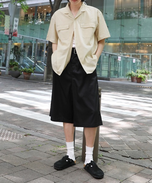 NAKER（ネイカー）の「オープンカラーテックリネン半袖シャツ（シャツ/ブラウス・メンズ・ベージュ/グリーン・S/M/L/XL）」の14枚目の写真