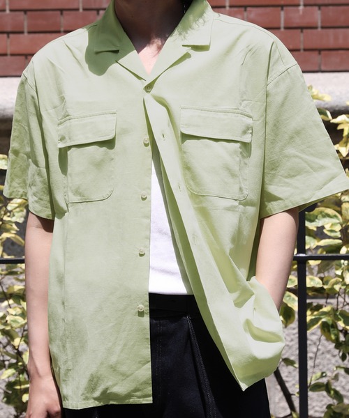 NAKER（ネイカー）の「オープンカラーテックリネン半袖シャツ（シャツ/ブラウス・メンズ・ベージュ/グリーン・S/M/L/XL）」の9枚目の写真