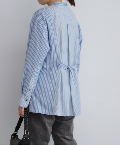 NOMBRE IMPAIR(ノンブルアンペール)の「TCストライプコンビ スタンドネックシャツ(シャツ/ブラウス・レディース・サックスブルー/ブラウン・FREE)」の19枚目の写真
