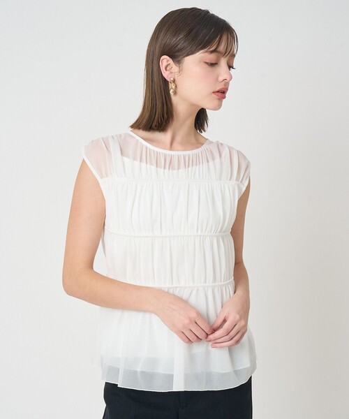 ANAYI(アナイ)の「トリコットシフォンシャーリング プルオーバー(Tシャツ/カットソー・レディース・ホワイト/ブラック・38)」の18枚目の写真