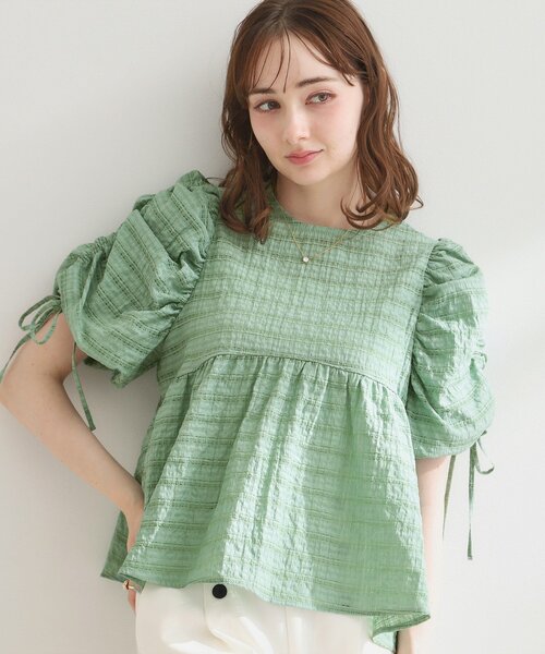 couture brooch(クチュールブローチ)の「シアーシャーリングリボンブラウス(シャツ/ブラウス・レディース・ブラック/オフホワイト・40/38)」の17枚目の写真